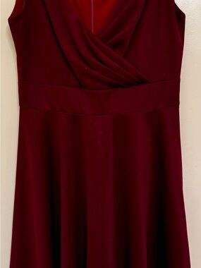 Grace Karin Deep Burgundy V-Neck Midi Dress